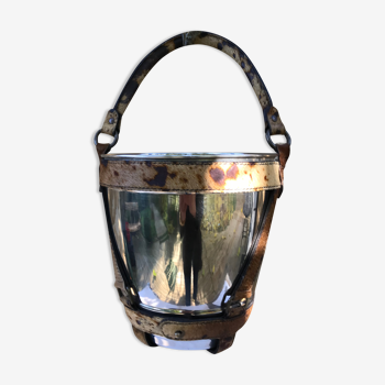 Silver and cowhide metal champagne bucket