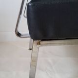 Chrome metal and imitation leather armchair from the 50s
