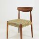 Set 2 Dining Chairs Solid Wood Ash Green Jacquard Fabric