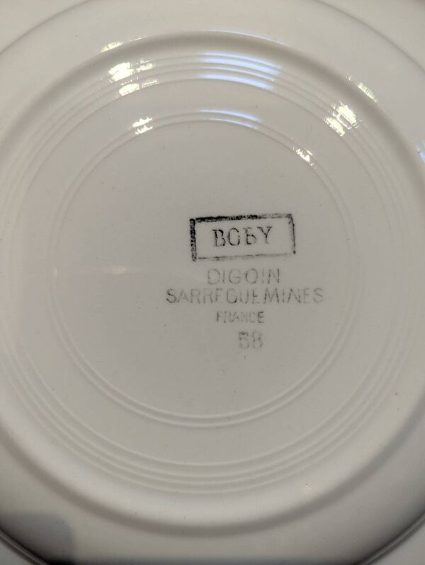 Lot 6 assiettes creuses anciennes Digoin Sarreguemines modèle Boby TBE