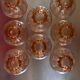Lot of 8 vintage pink moulded glass cups, 40-50s