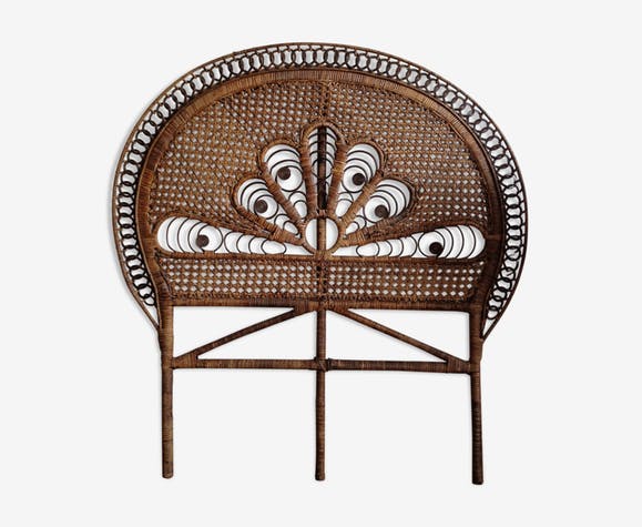 Headboard rattan peacock
