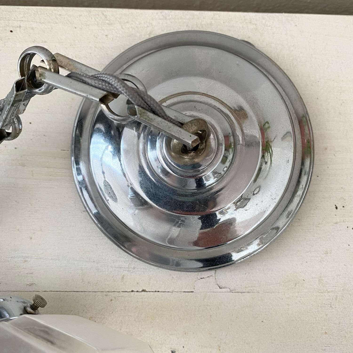 Art Deco glass and chrome pendant light