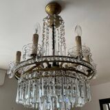 Cascade chandelier with crystal drops