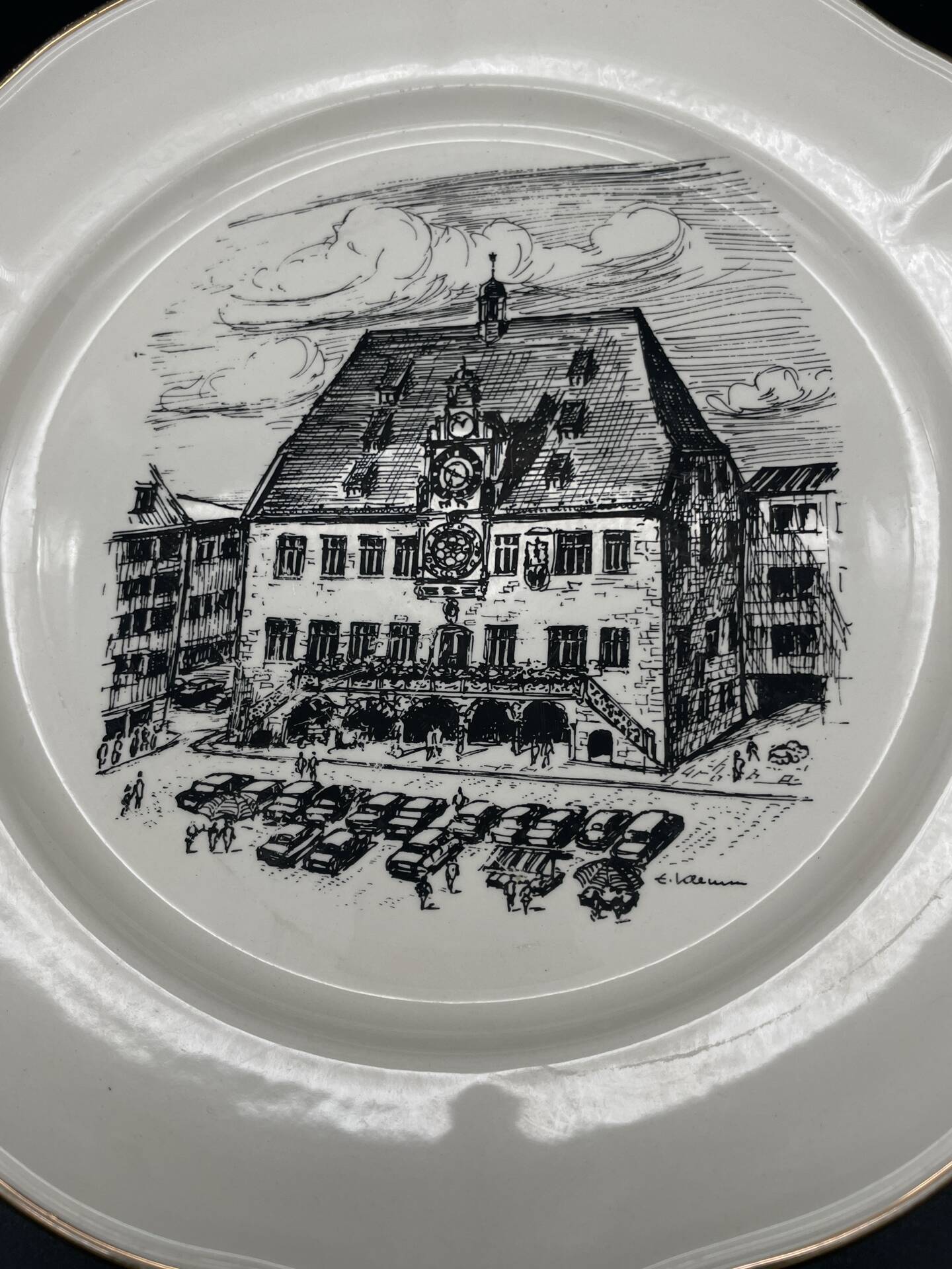Wall plate Villeroy & Boch, town hall of Heilbronn late 19th century.