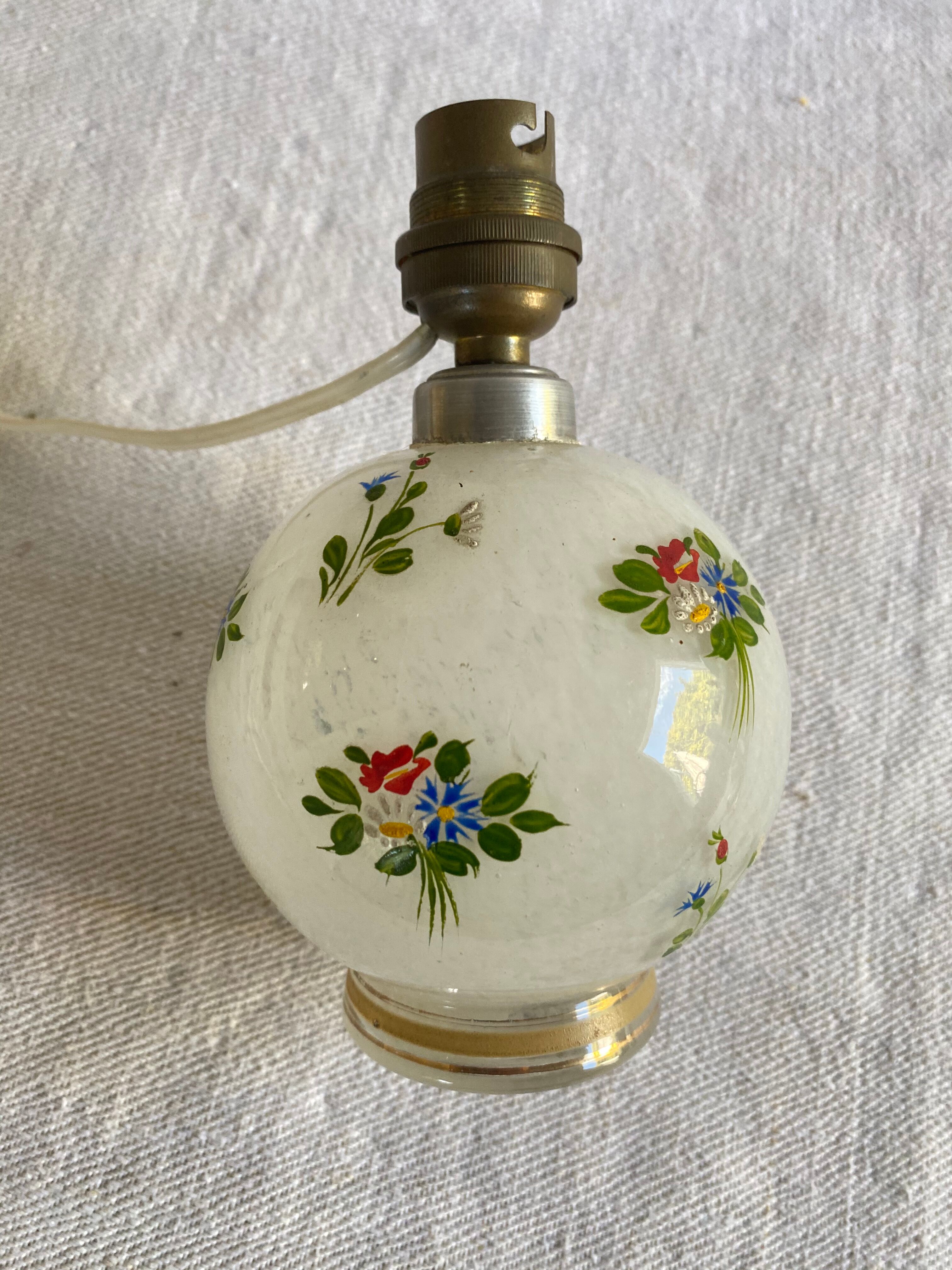 Pied de Lampe de chevet en verre peint à la main