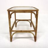Table basse scandinave en verre et en rotin, Suède, 1960