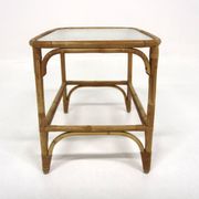 Scandinavian glass and rattan coffee table, Sweden, 1960s