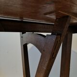 Round winemaker's table on original leather inlay gilded