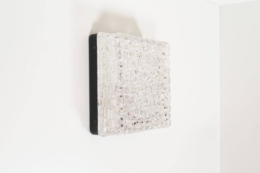 Vintage ice glass flush mount light by ERCO