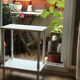 Table d’appoint bois vintage patine blanche