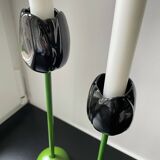 2 designer porcelain candlesticks "Tulip" - Taitu Milano - Rare vintage