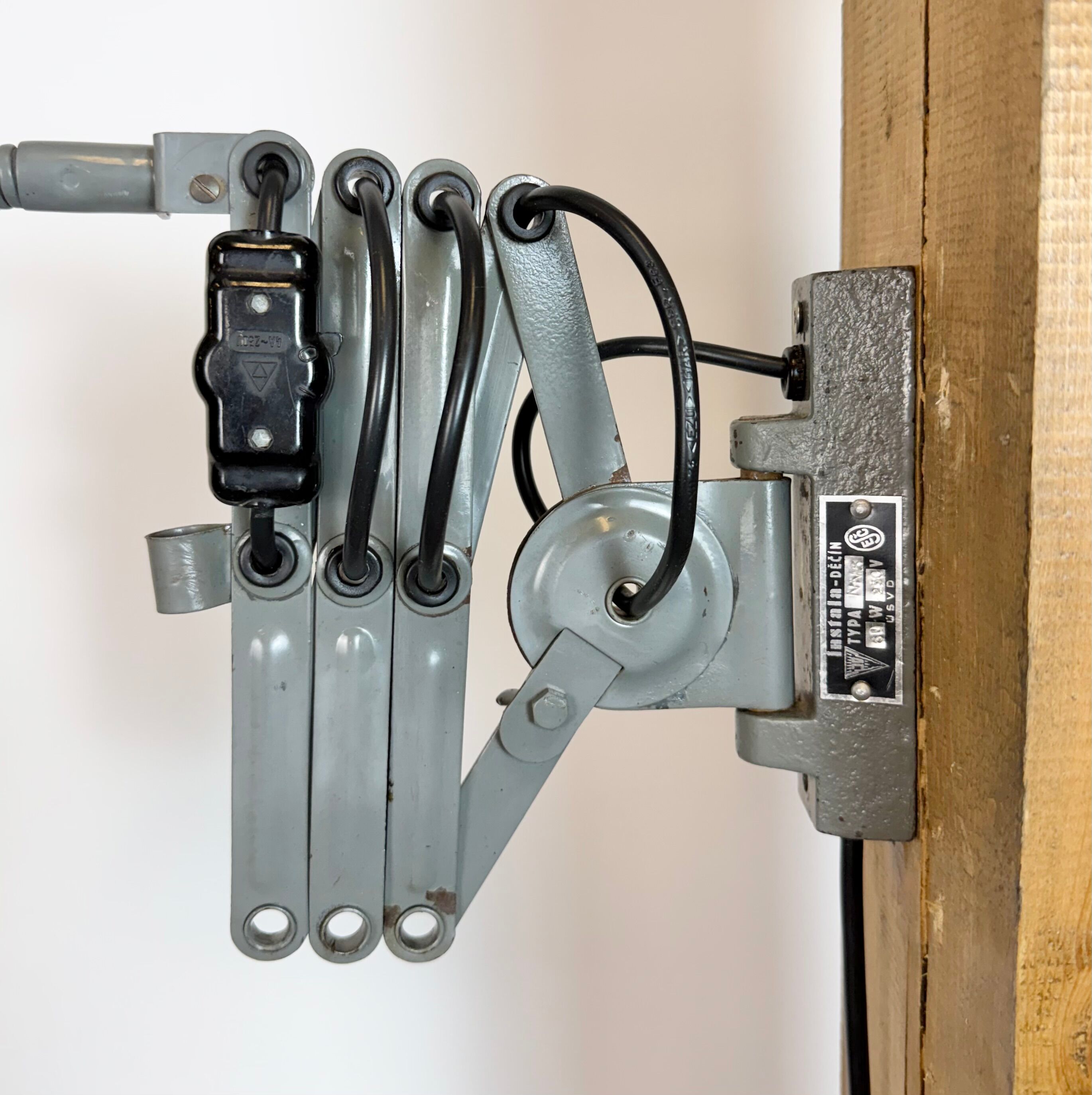 Grey Industrial Gooseneck Scissor Wall Lamp from Elektroinstala, 1960s