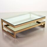 Belgo-Chrom Architectural G-Table 23-Carat Goldplated with Glass Tops 1970s