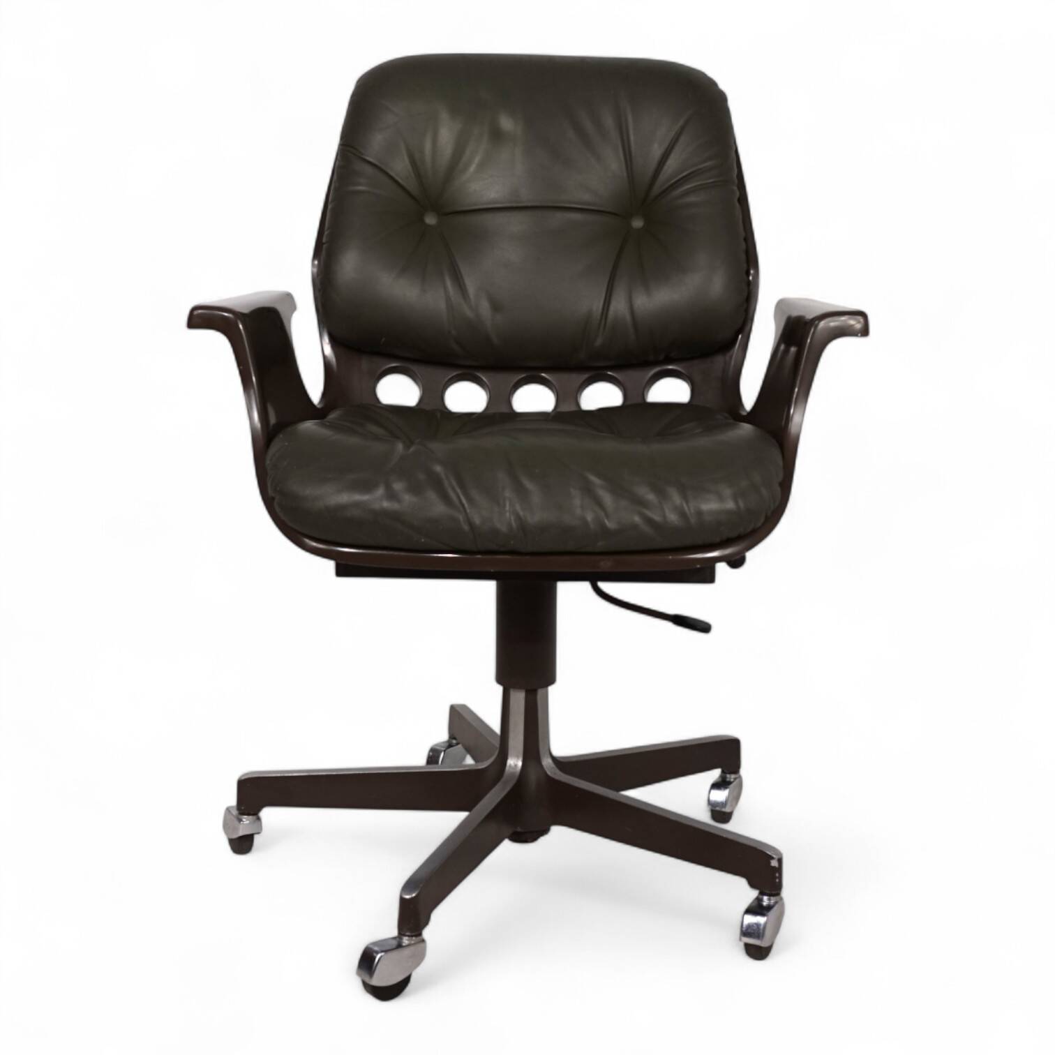 Stoll Giroflex 7112 Space Age leather office chair by Martin Stoll, 1970