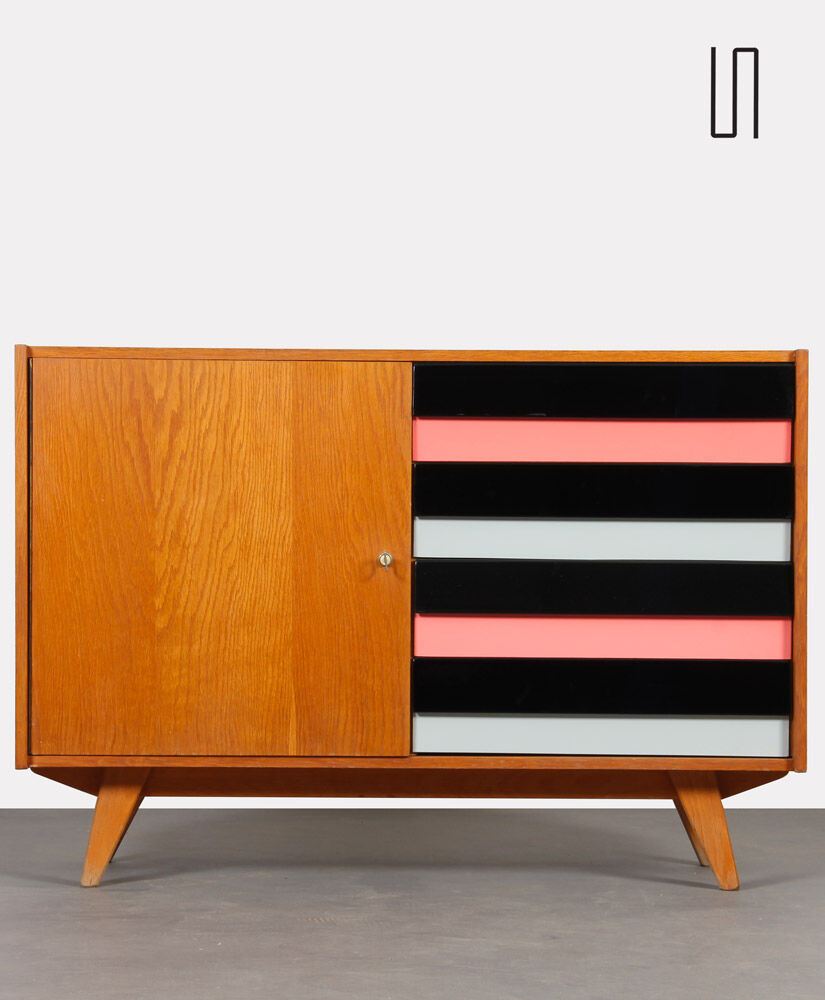 Buffet with pink drawers, model U458 by Jiri Jiroutek, 1960