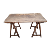 Table wood tray on trestles 130 cm