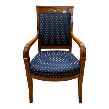 Fauteuil Biedermeier en acajou avec appliques en laiton, vers 1800
