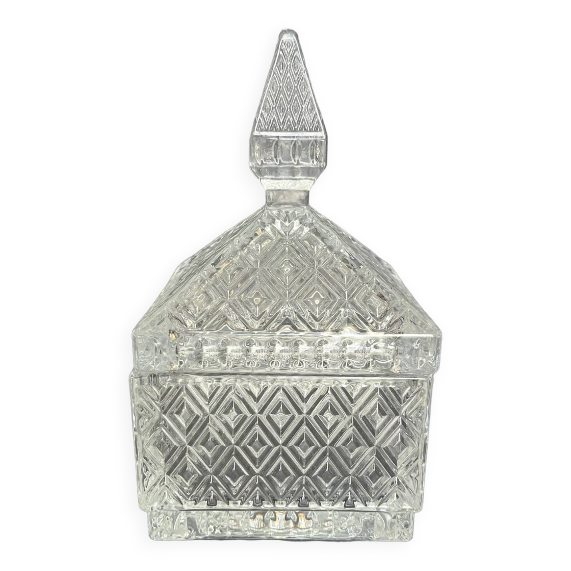 Vintage molded glass candy box