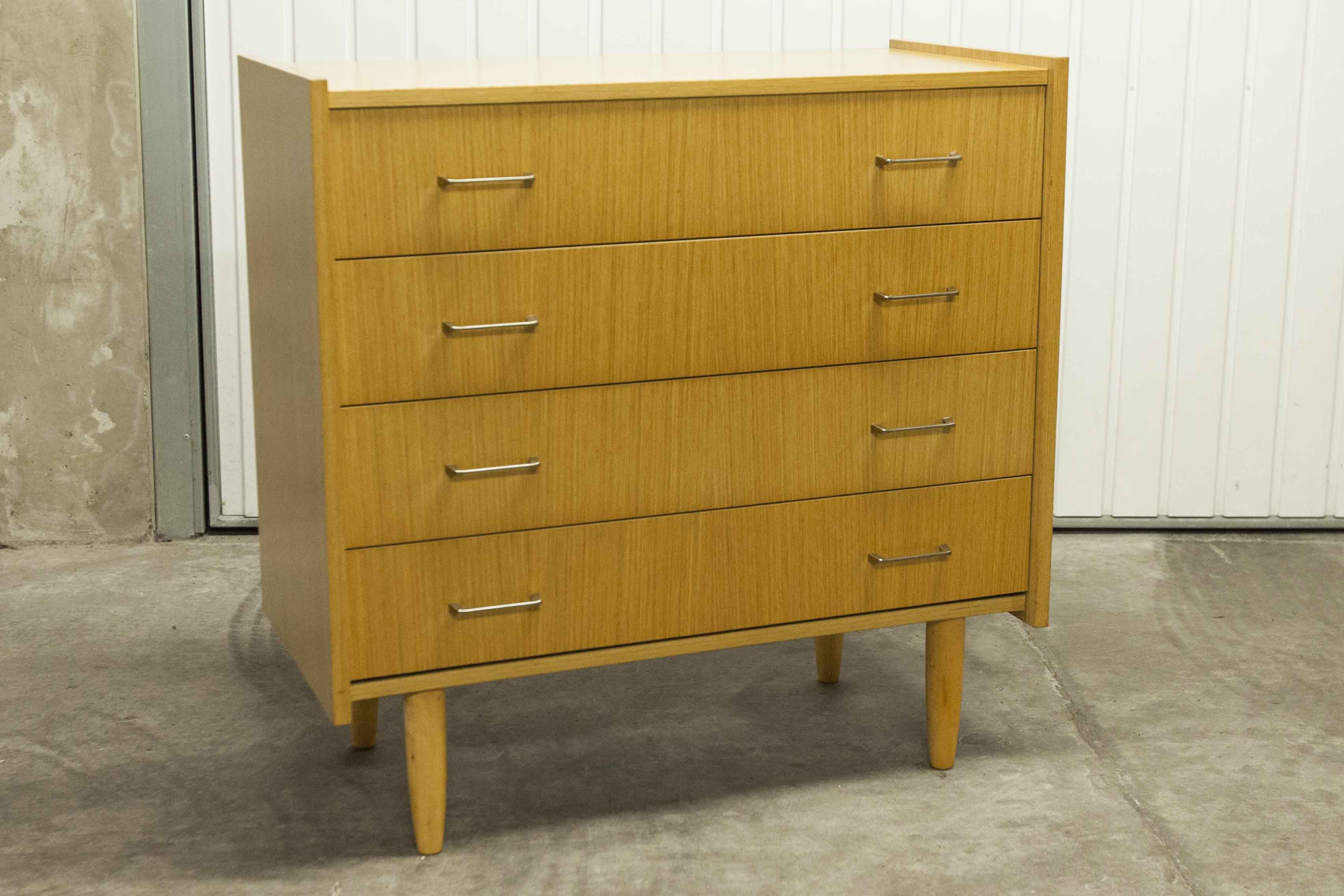 Commode scandinave  4 tiroirs 1990 couleur miel
