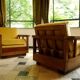 Antique Art Deco cubic-shaped armchairs in walnut and velvet, Germany, 1920s, set of 2