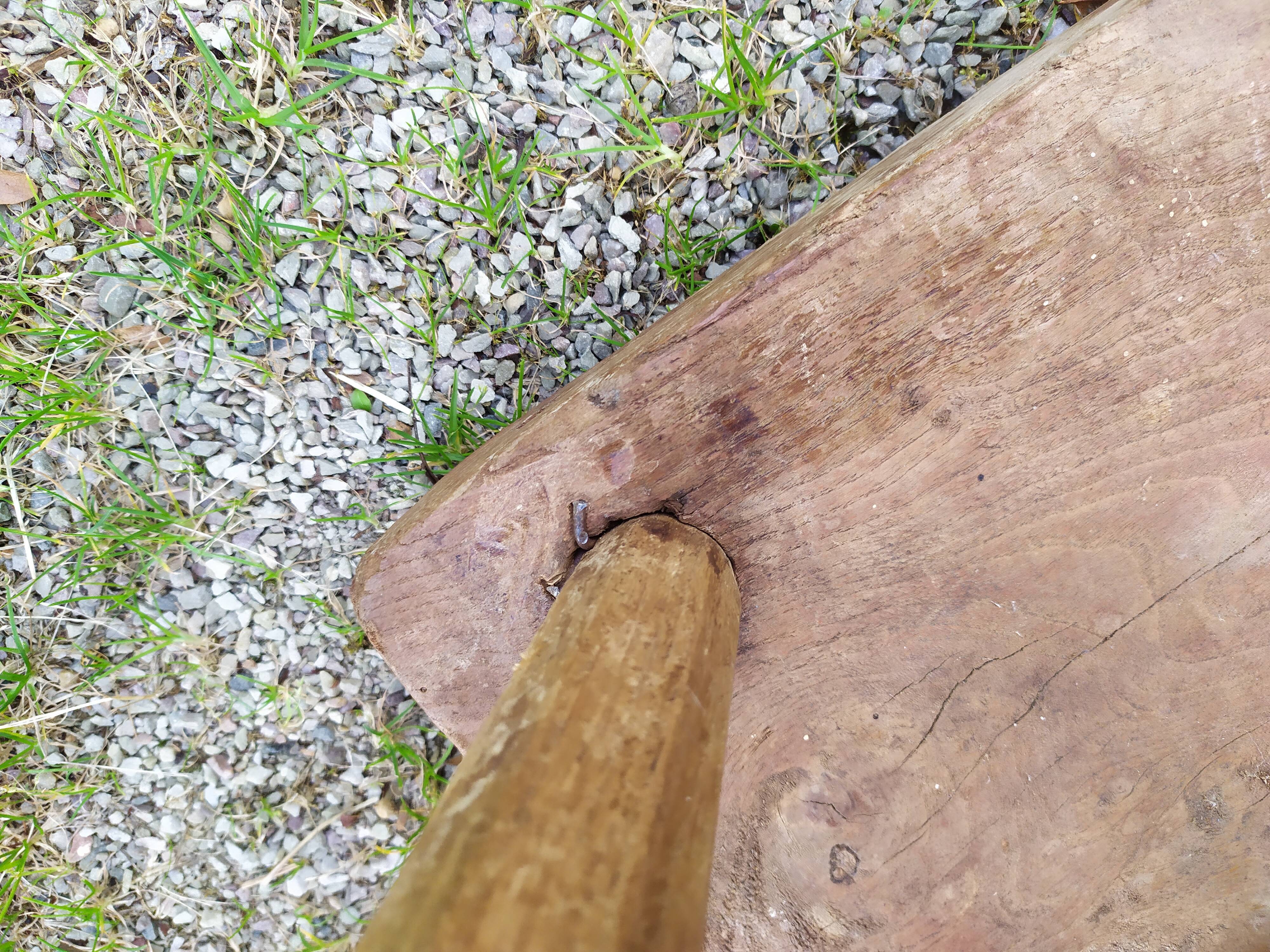Tripod stool in raw wood