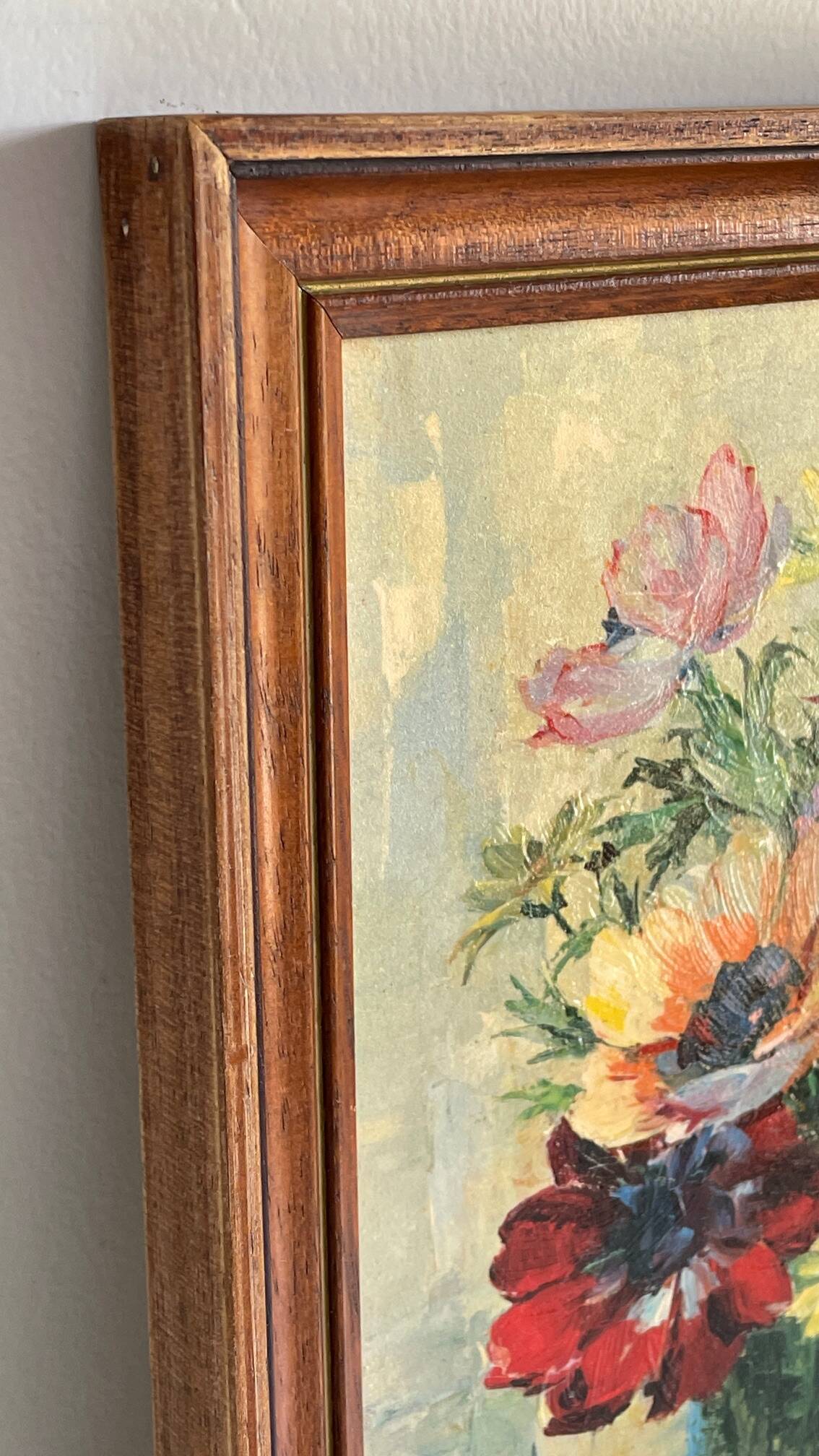 TABLEAU Vintage Bouquet aux ANEMONES