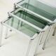 Nest tables in chrome and smoked glass, Italy, 1970s.