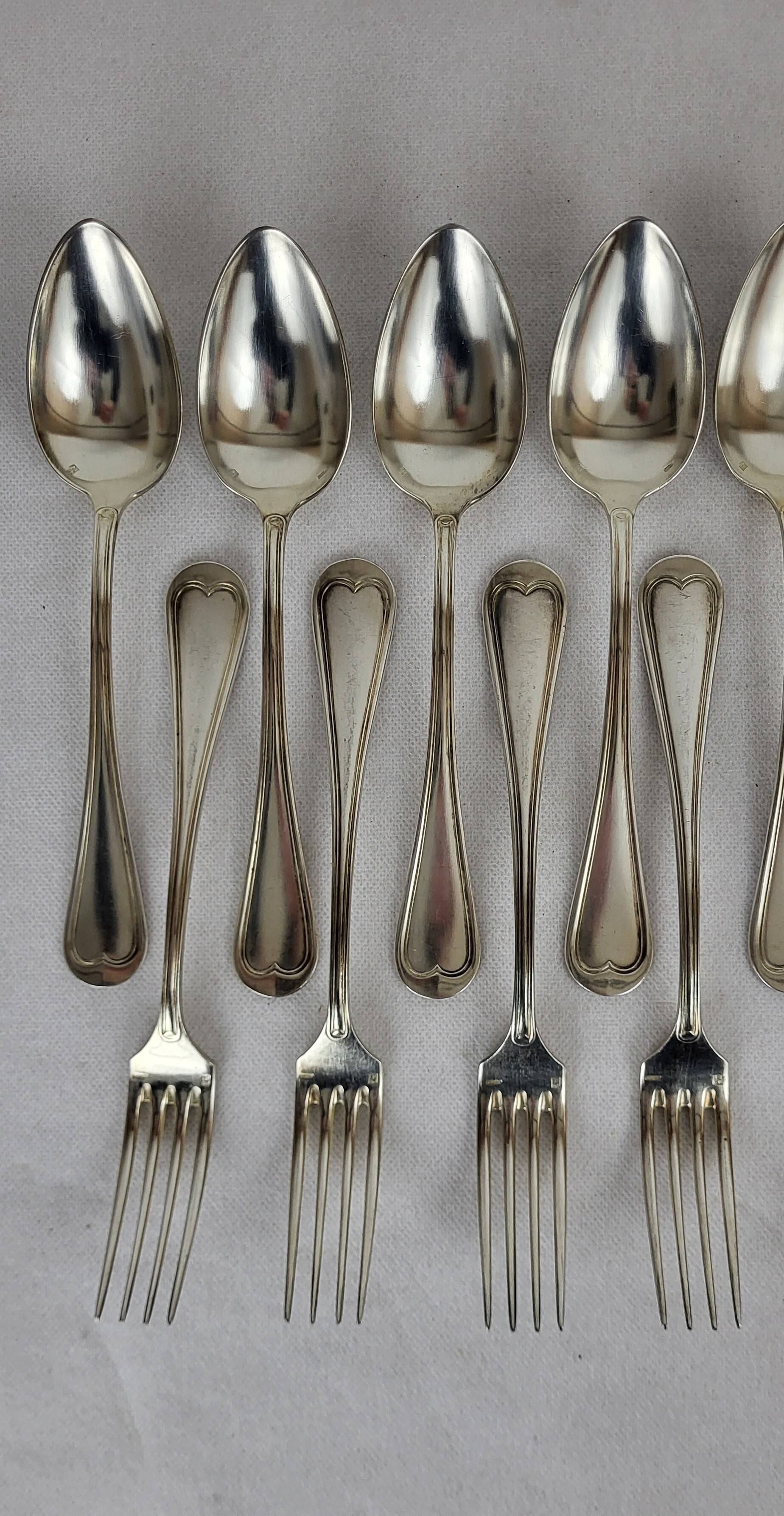 Cutlery set / 24-piece service in silver-plated metal Apollo
