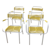 Set of 4 garden armchairs in metal and scoubidou wire