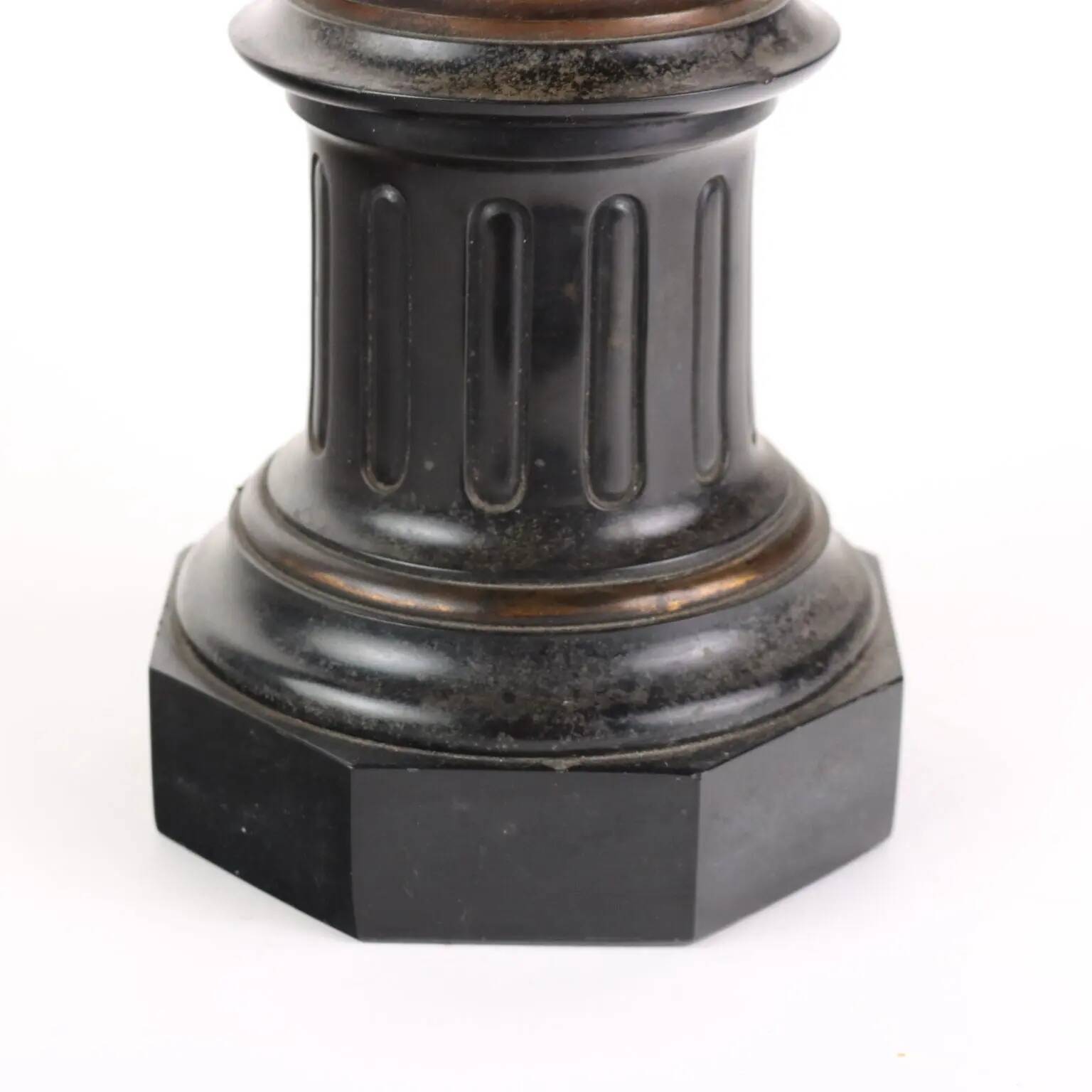 Antique candelabrum in bronze and black marble, Europe, 19th century.