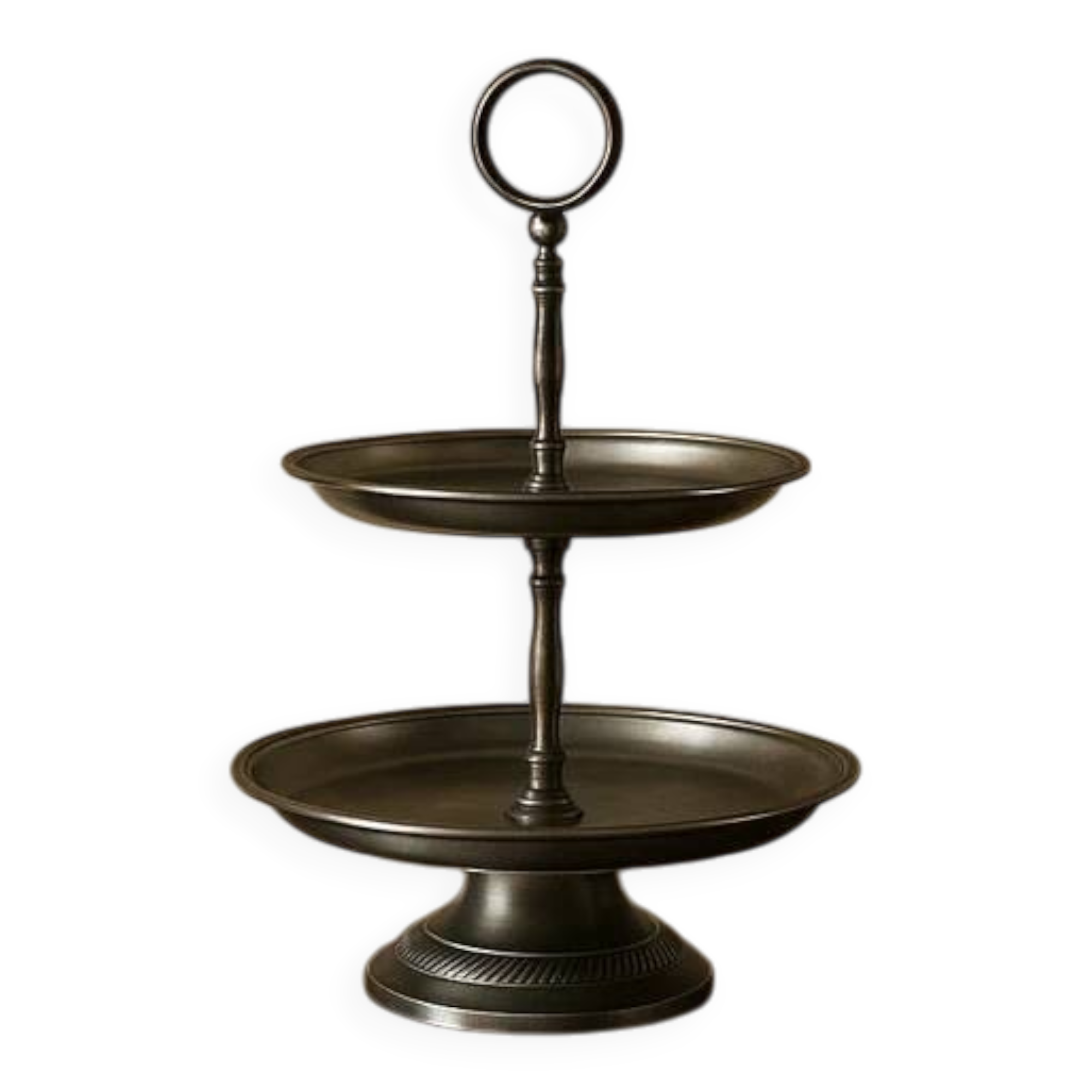 Two-tier silver-plated metal serving stand – Vintage style