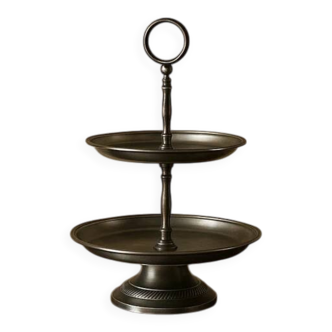 Two-tier silver-plated metal serving stand – Vintage style