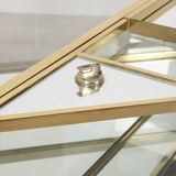 Vintage 60's table in golden brass and crystal italian design