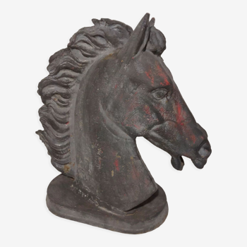 Bust head of horse in cast iron old horse butchery