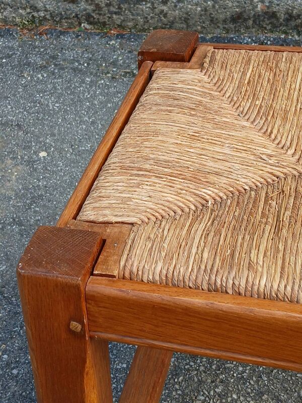 Tabouret paillé en chêne