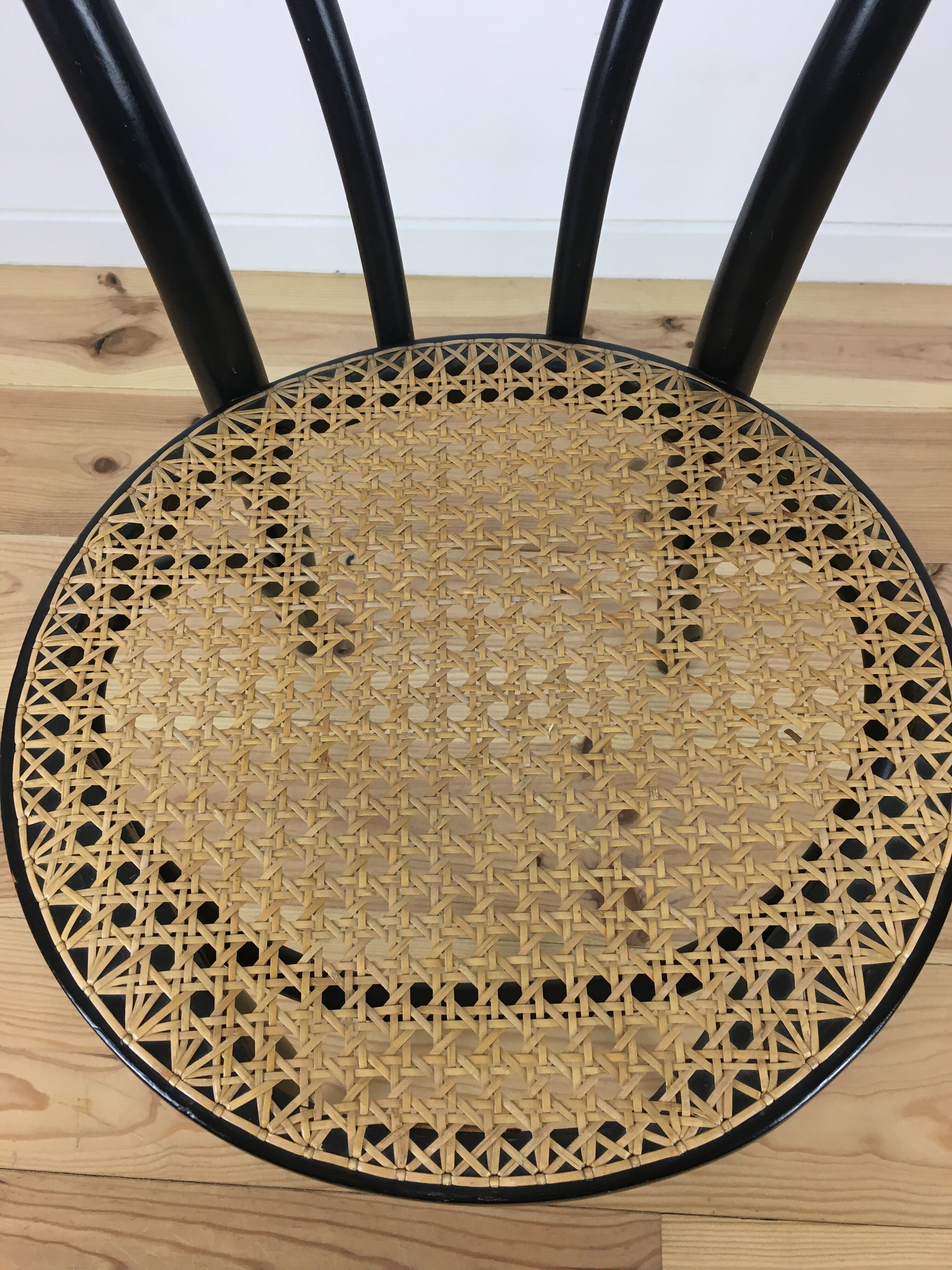 Black Thonet FMG bistro chair in curved wood and cannage