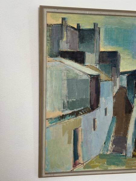 Original Swedish mid-century oil on canvas – “City” by Gustaf Höglund – vintage & framed – 80 × 70 cm