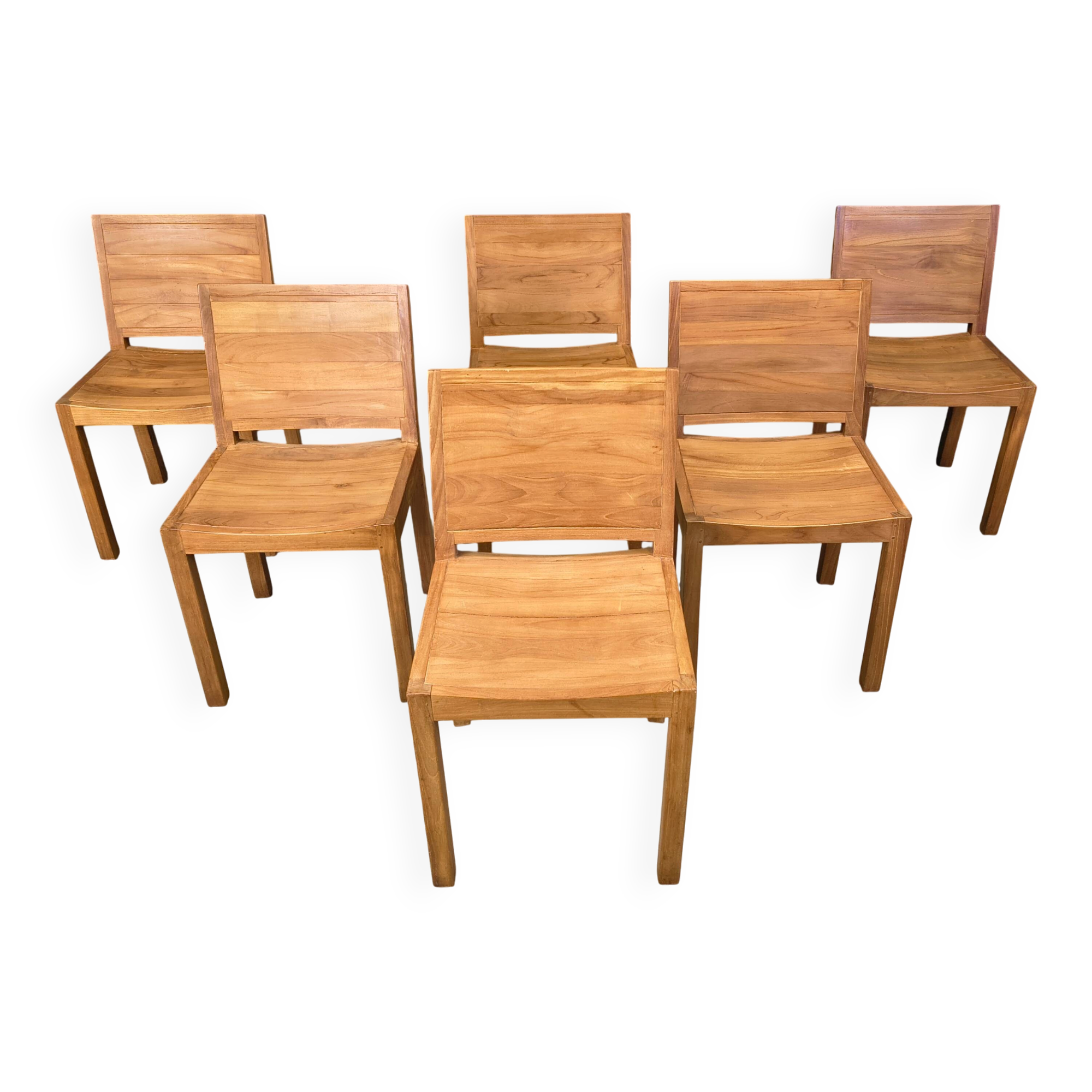 Vintage teak dining chairs set of 6 - 1980s