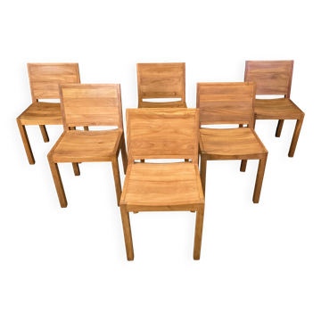 Vintage teak dining chairs set of 6 - 1980s