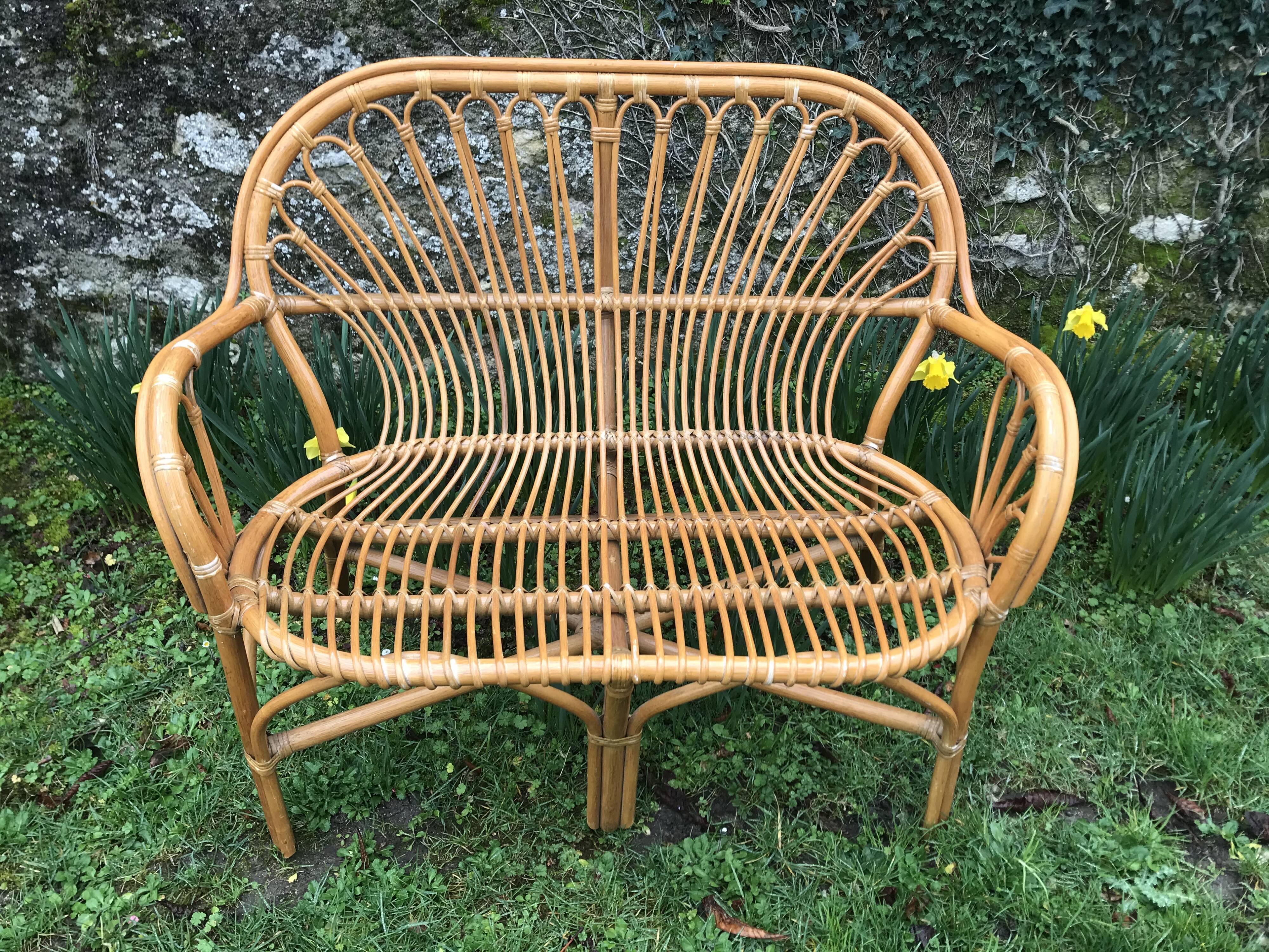 Vintage rattan seat length 103