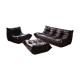 Set of 3 brown leather sofas "Togo" model designed by Michel Ducaroy 1973