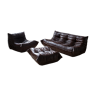 Set of 3 brown leather sofas "Togo" model designed by Michel Ducaroy 1973