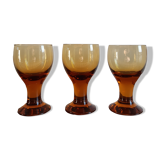 Lot de 3 verres à pied ambrée