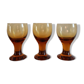 Lot de 3 verres à pied ambrée