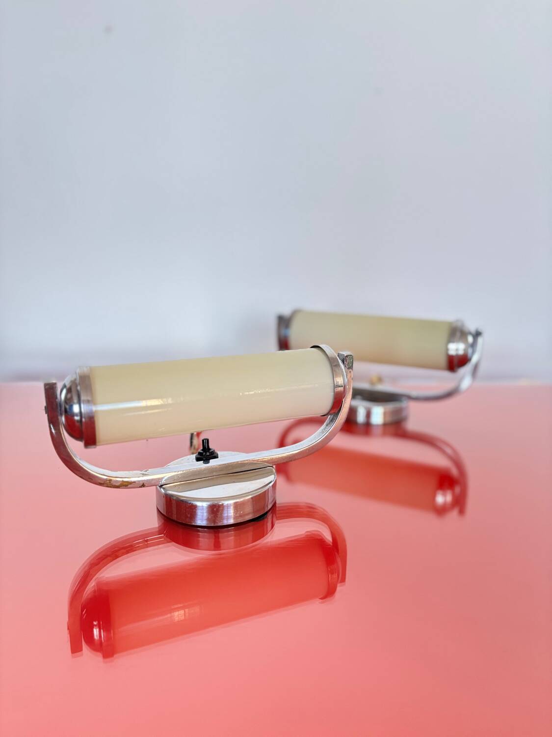 Functionalist set of bedside table lamps, Czechoslovakia