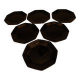 6 black Arcoroc "Octime" dinner plates (set 1)