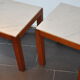 Pair of wooden and marble side tables