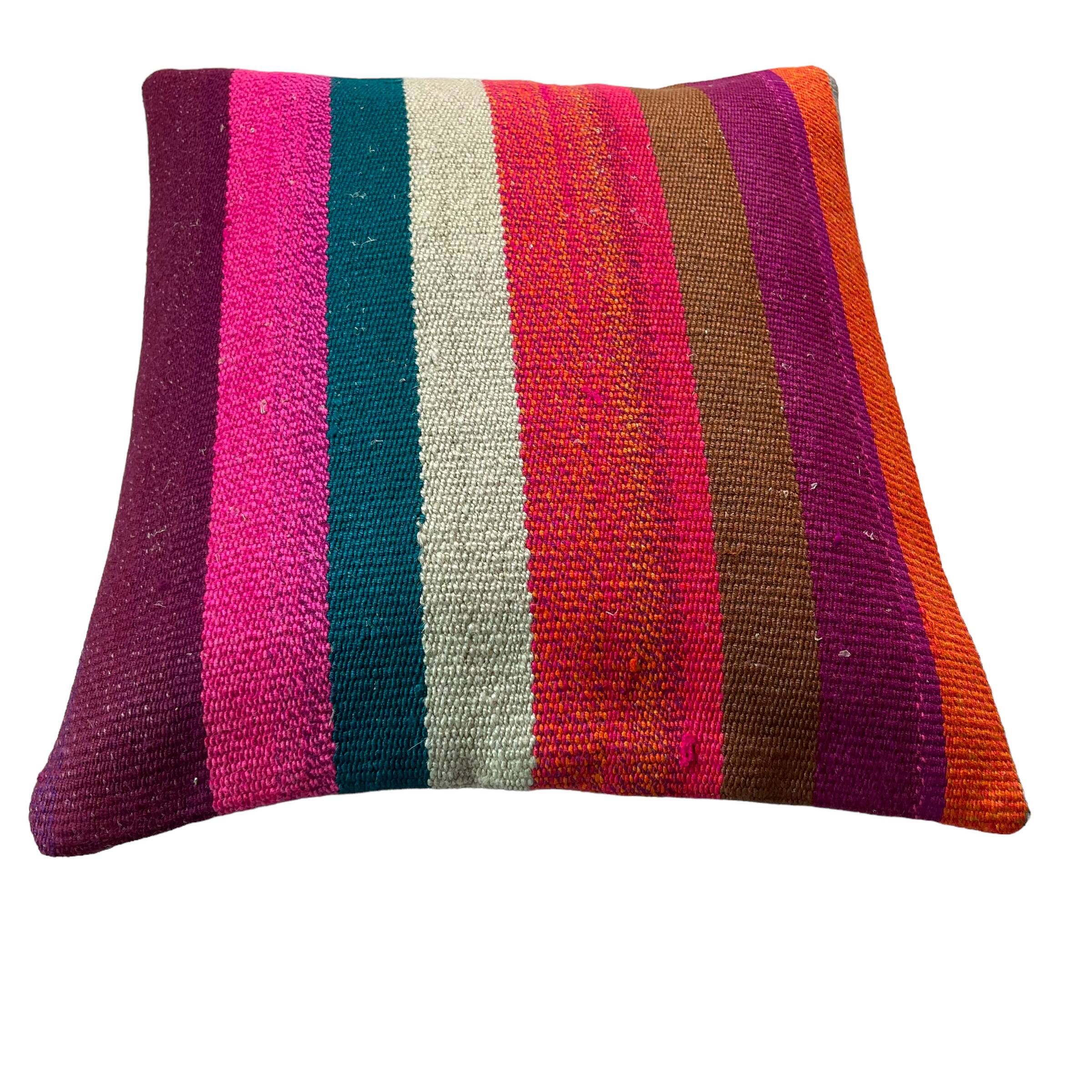 Vintage turkish kilim cushion cover , 40 x 40 cm