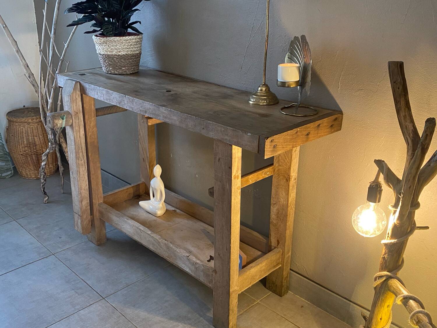 Vintage wooden workbench